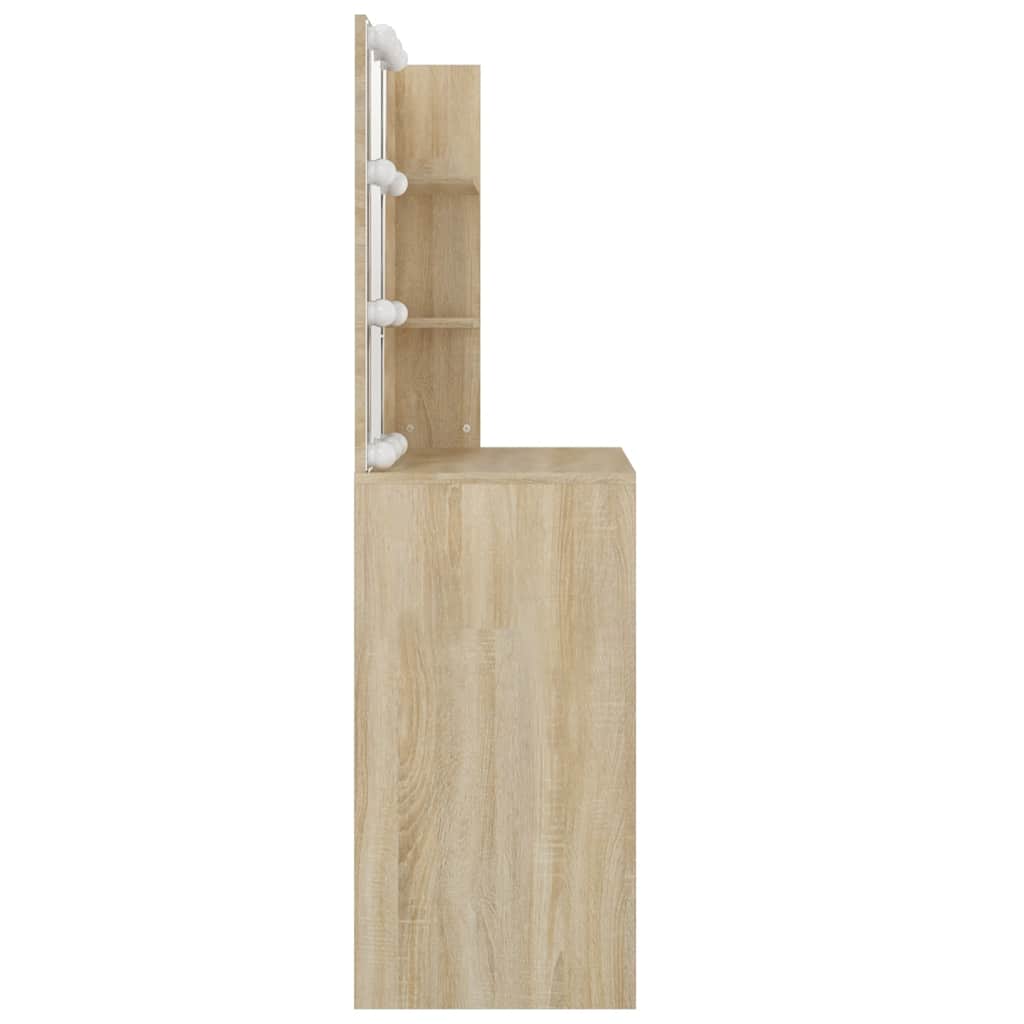 vidaXL Toaletka z LED, dąb sonoma, 74,5x40x141 cm