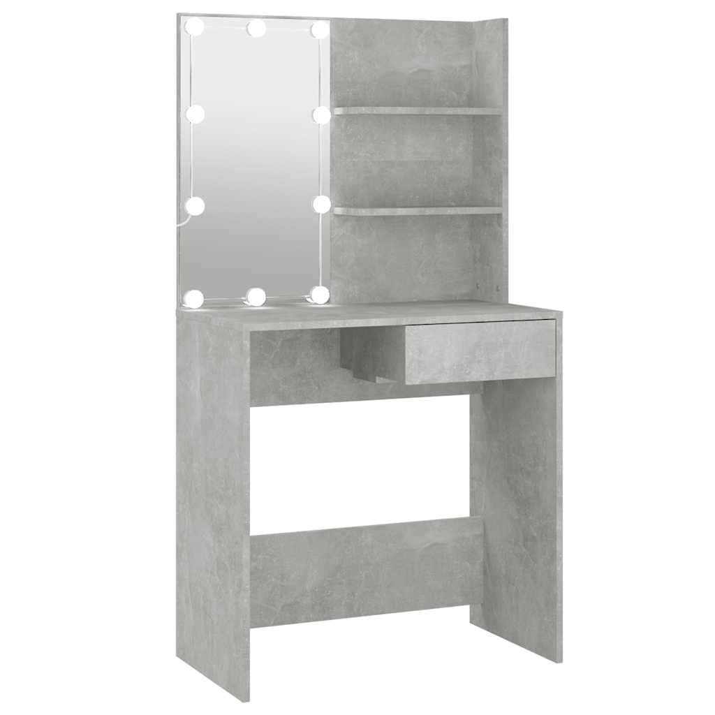 vidaXL Toaletka z oświetleniem LED, betonowa szarość, 74,5x40x141 cm