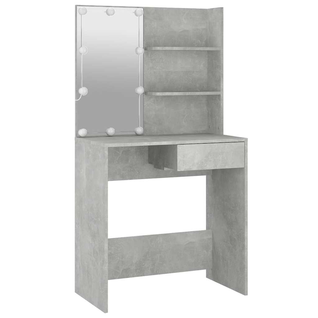 vidaXL Toaletka z oświetleniem LED, betonowa szarość, 74,5x40x141 cm
