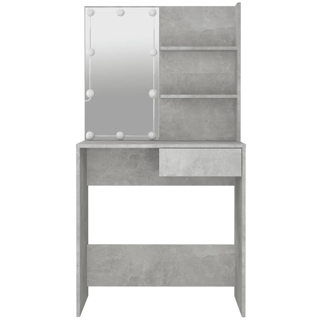 vidaXL Toaletka z oświetleniem LED, betonowa szarość, 74,5x40x141 cm
