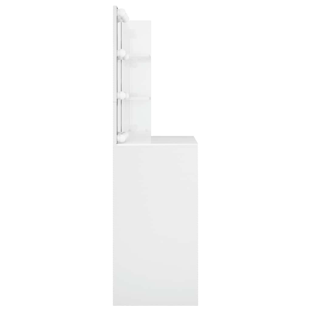 vidaXL Toaletka z oświetleniem LED, biała, połysk, 74,5x40x141 cm