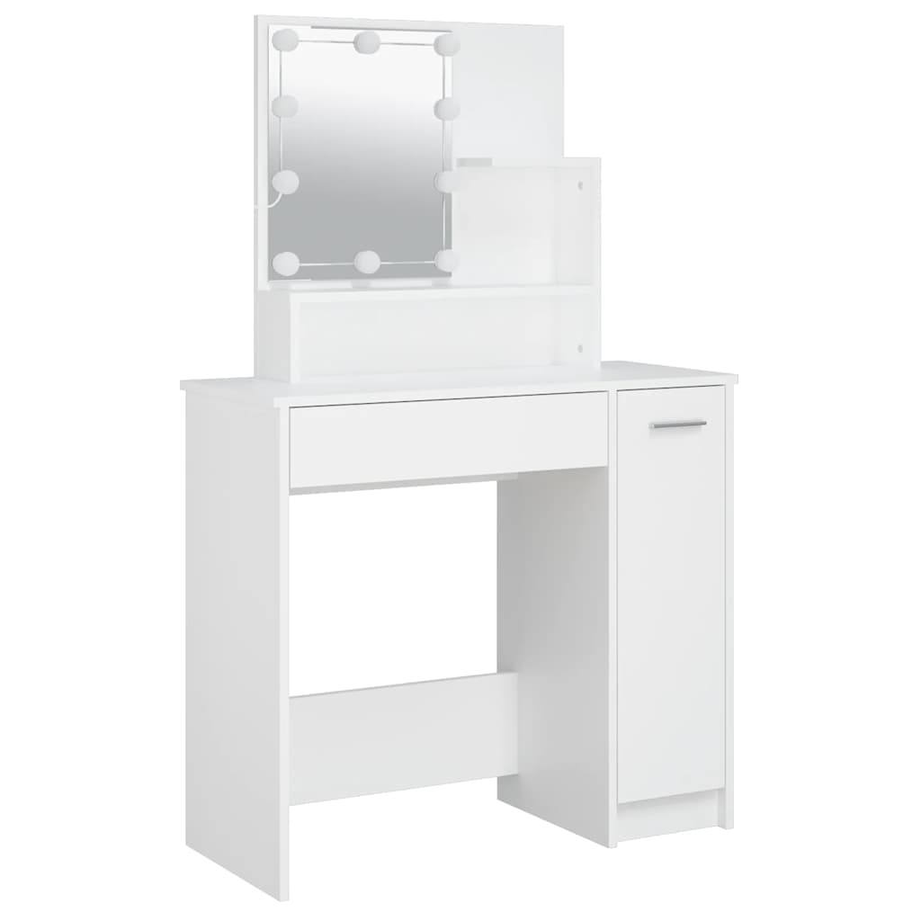 vidaXL Toaletka z oświetleniem LED, biała, 86,5x35x136 cm