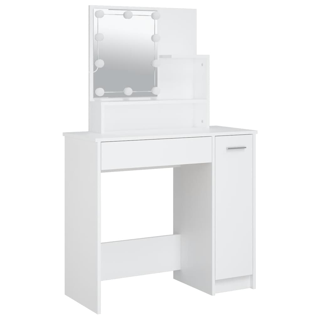vidaXL Toaletka z oświetleniem LED, biała, 86,5x35x136 cm
