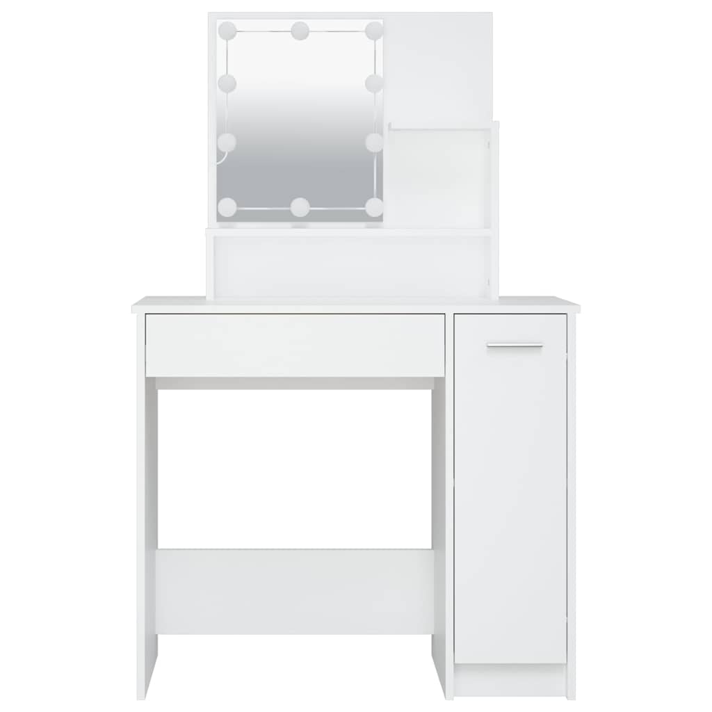vidaXL Toaletka z oświetleniem LED, biała, 86,5x35x136 cm