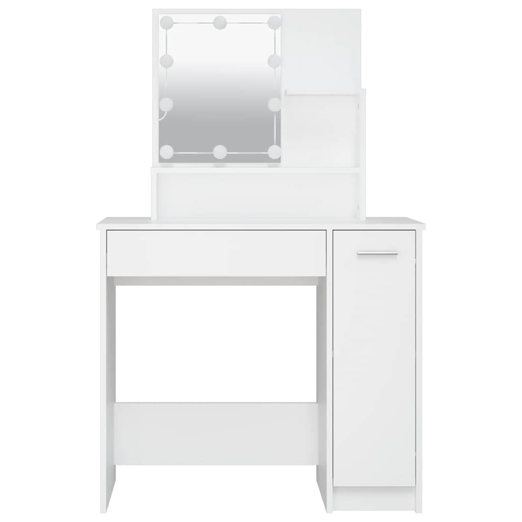 vidaXL Toaletka z oświetleniem LED, biała, 86,5x35x136 cm