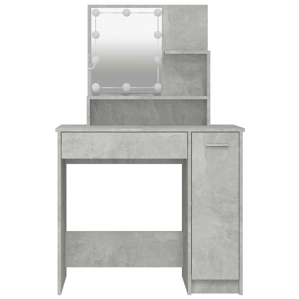 vidaXL Toaletka z oświetleniem LED, betonowa szarość, 86,5x35x136 cm