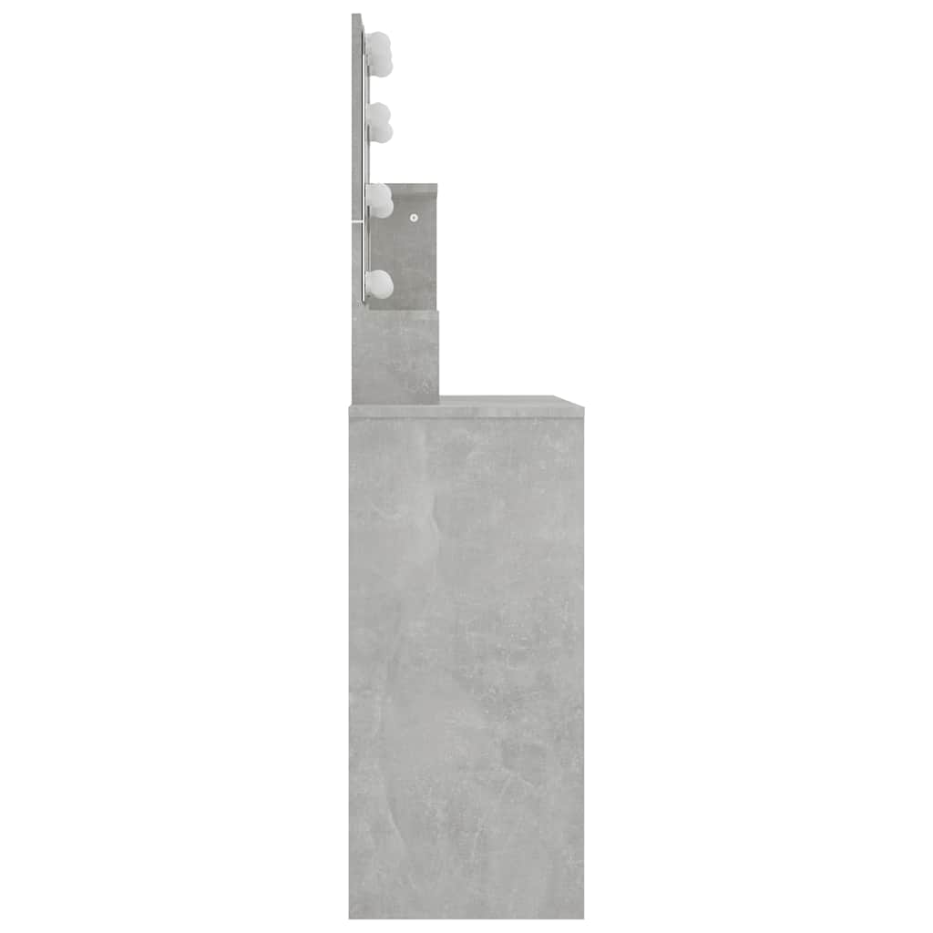vidaXL Toaletka z oświetleniem LED, betonowa szarość, 86,5x35x136 cm