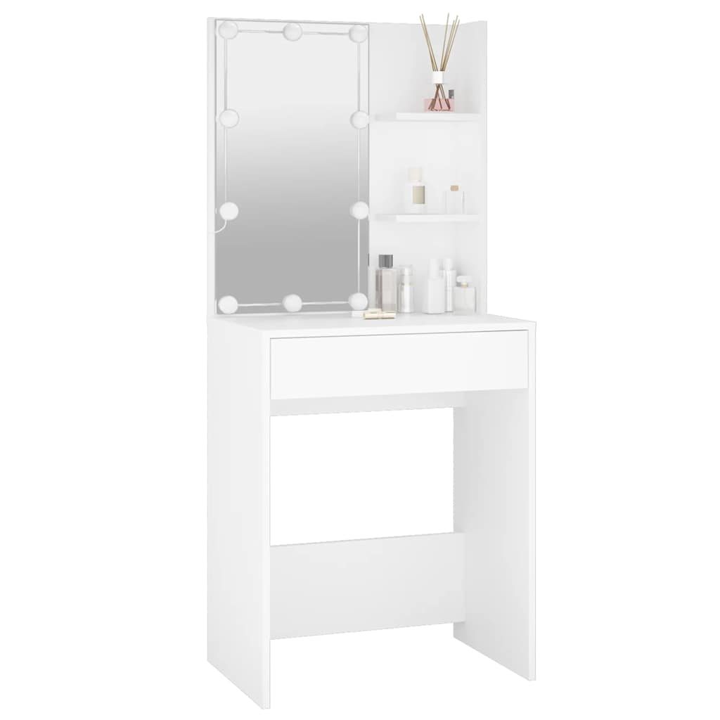 vidaXL Toaletka z oświetleniem LED, biała, 60x40x140 cm