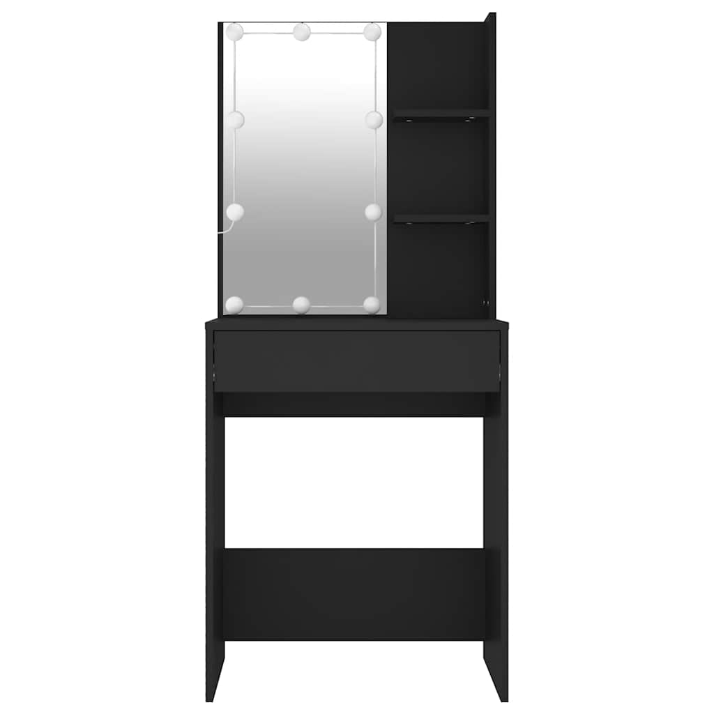 vidaXL Toaletka z oświetleniem LED, czarna, 60x40x140 cm