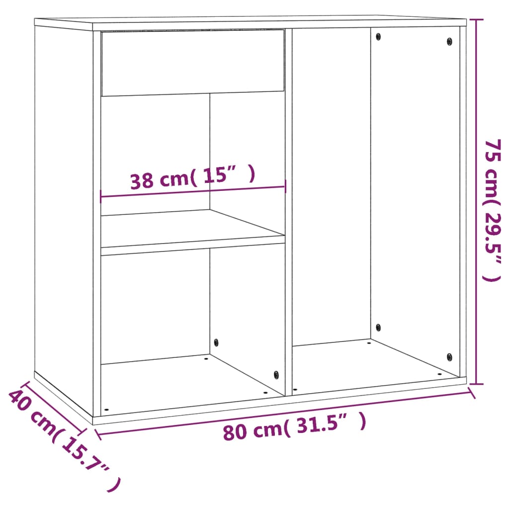 vidaXL Szafka na kosmetyki, biała 80x40x75 cm, materiał drewnopochodny