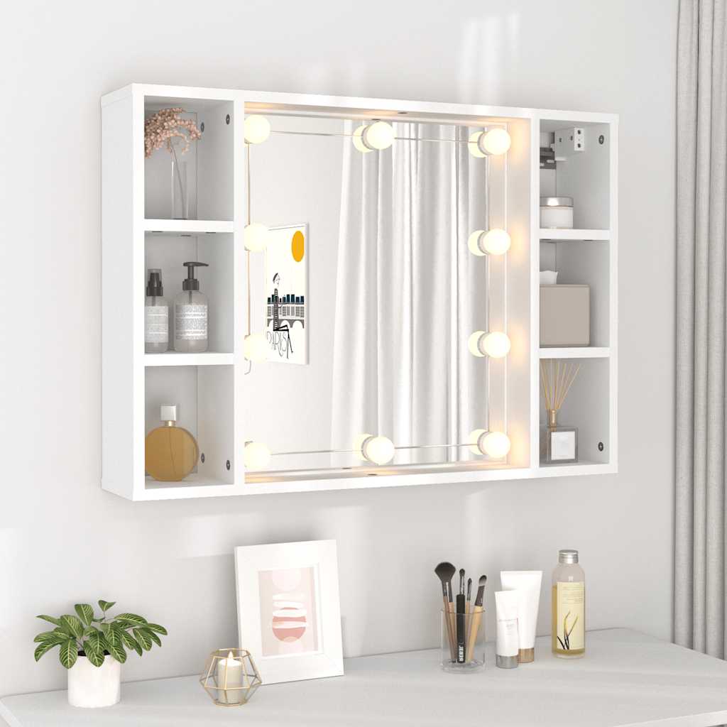 vidaXL Szafka z lustrem i oświetleniem LED, biała, 76x15x55 cm