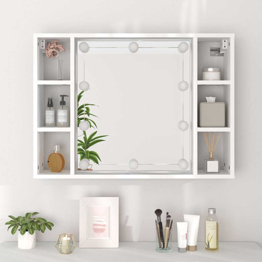 vidaXL Szafka z lustrem i oświetleniem LED, biała, 76x15x55 cm