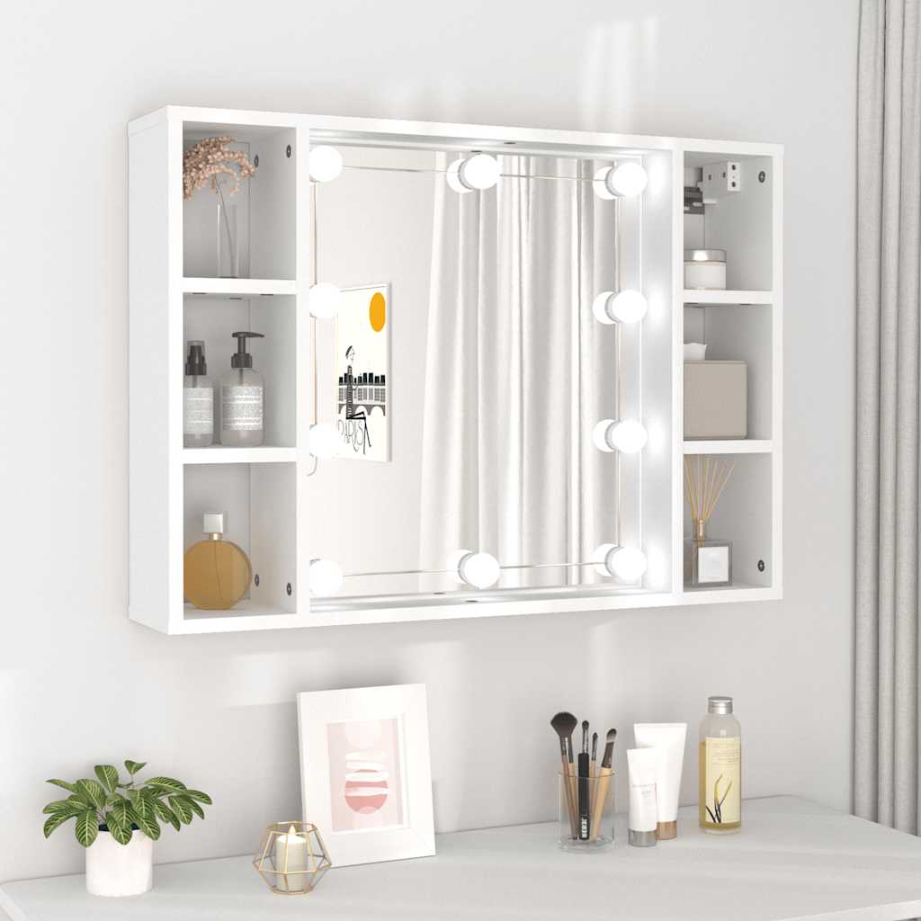 vidaXL Szafka z lustrem i oświetleniem LED, biała, 76x15x55 cm