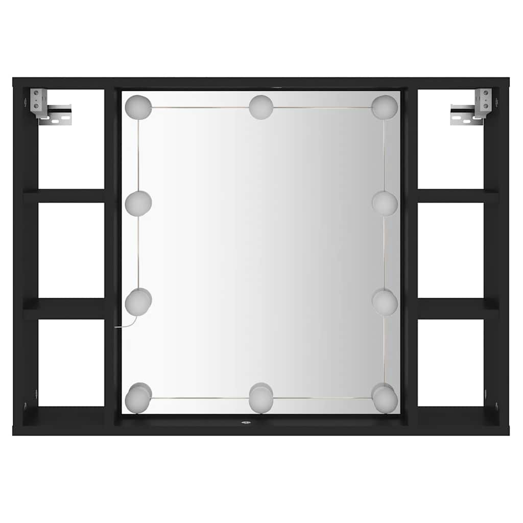 vidaXL Szafka z lustrem i oświetleniem LED, czarna, 76x15x55 cm
