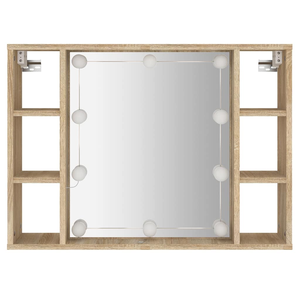 vidaXL Szafka z lustrem i oświetleniem LED, dąb sonoma, 76x15x55 cm