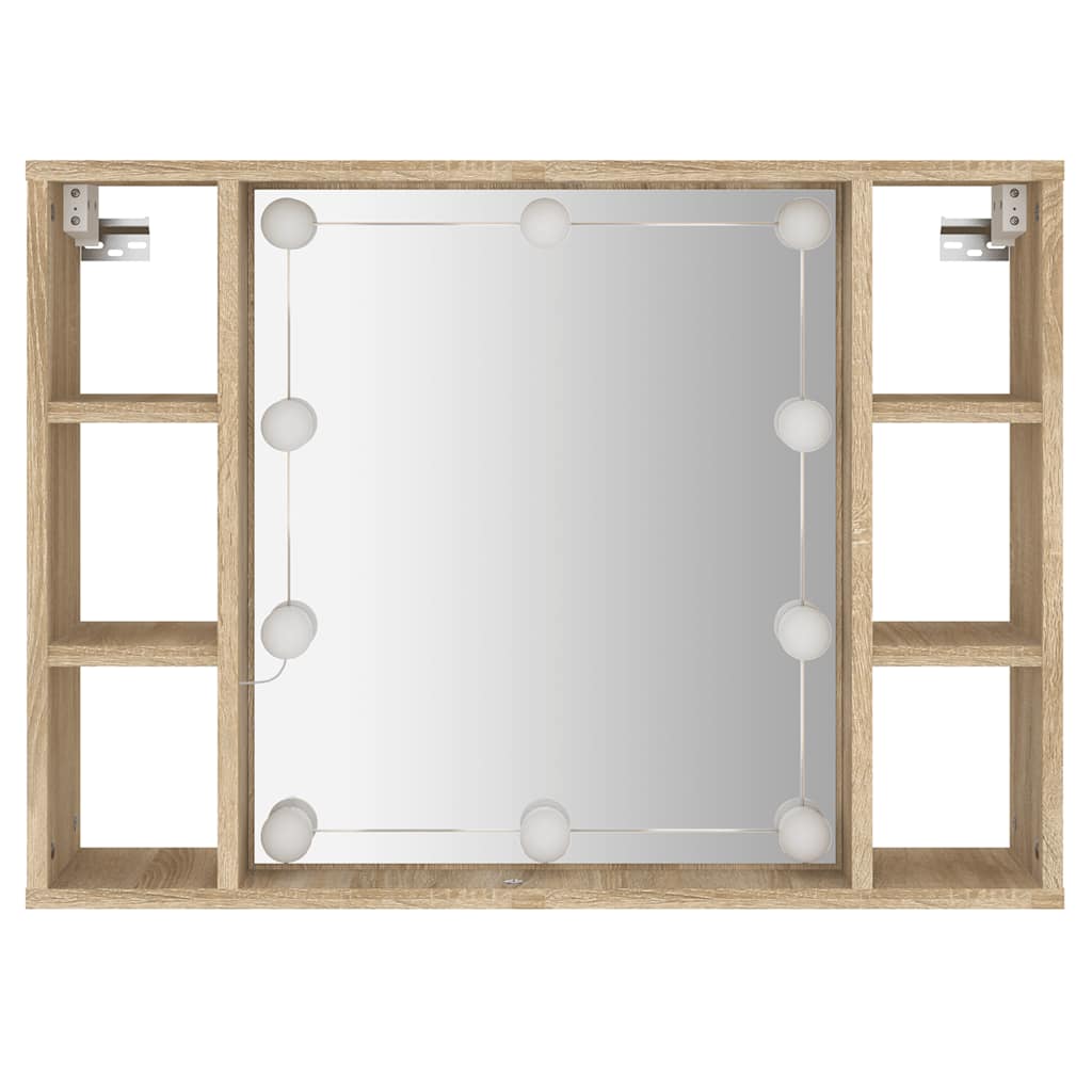 vidaXL Szafka z lustrem i oświetleniem LED, dąb sonoma, 76x15x55 cm