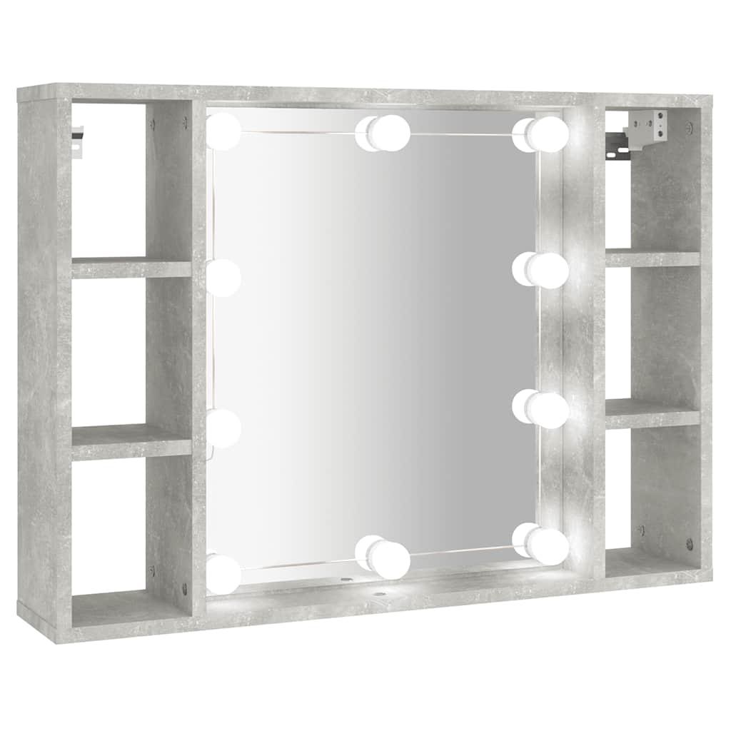 vidaXL Szafka z lustrem i oświetleniem LED, szary beton, 76x15x55 cm
