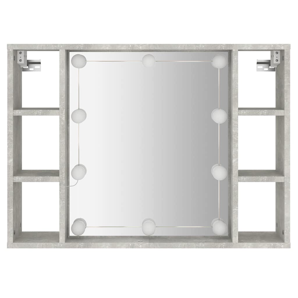 vidaXL Szafka z lustrem i oświetleniem LED, szary beton, 76x15x55 cm