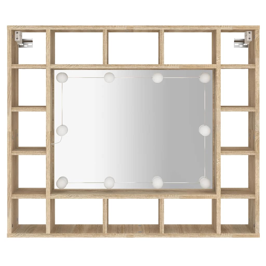 vidaXL Szafka z lustrem i oświetleniem LED, dąb sonoma, 91x15x76,5 cm