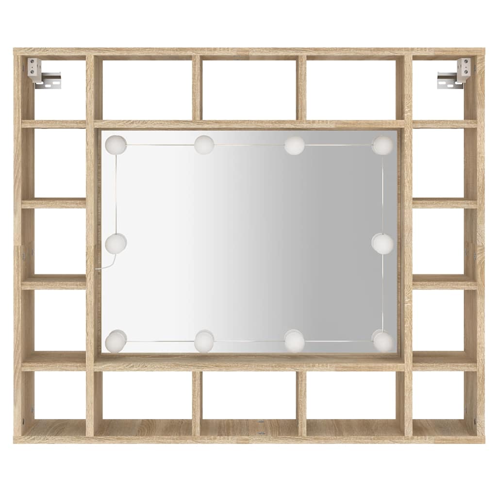 vidaXL Szafka z lustrem i oświetleniem LED, dąb sonoma, 91x15x76,5 cm