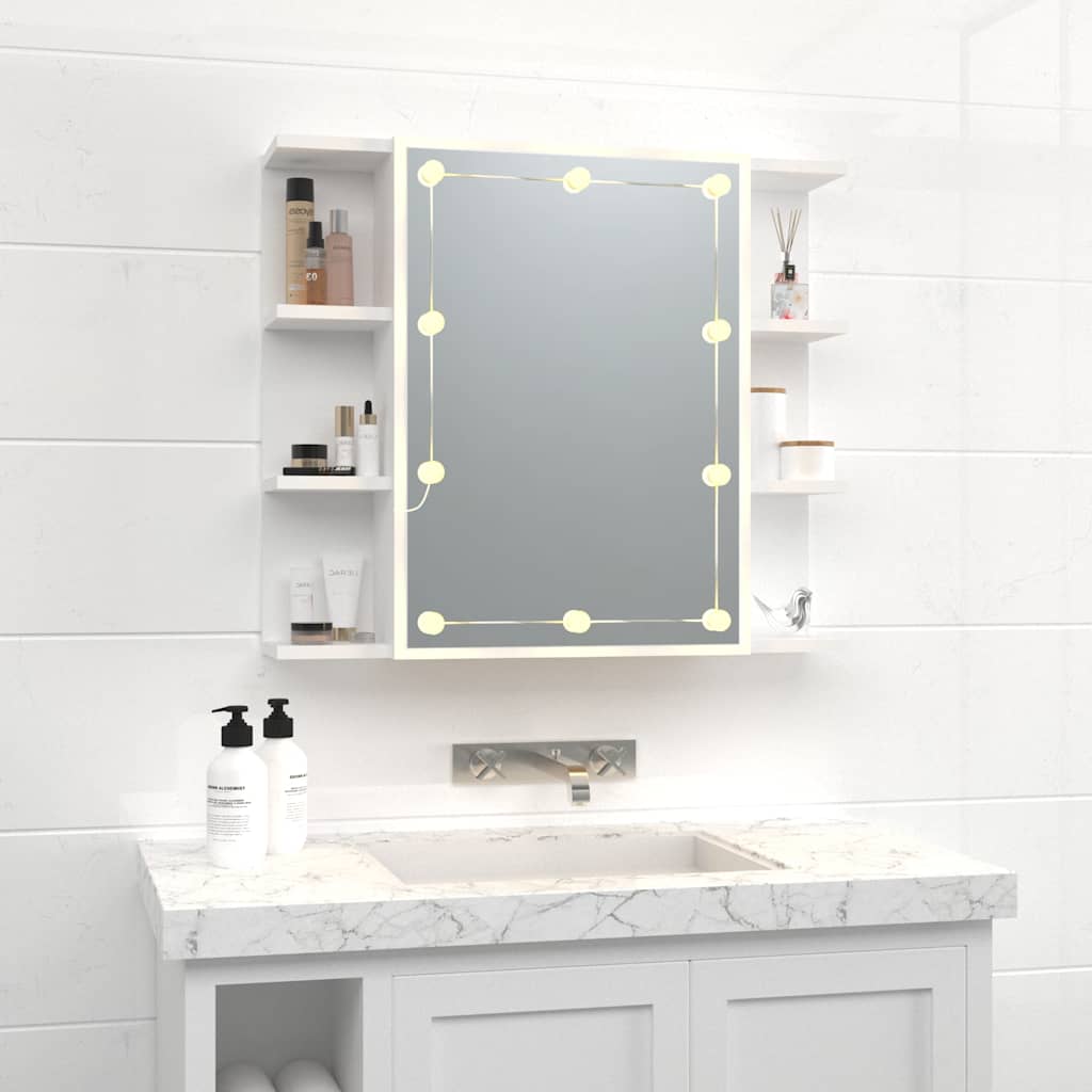 vidaXL Szafka z lustrem i oświetleniem LED, biała, 70x16,5x60 cm
