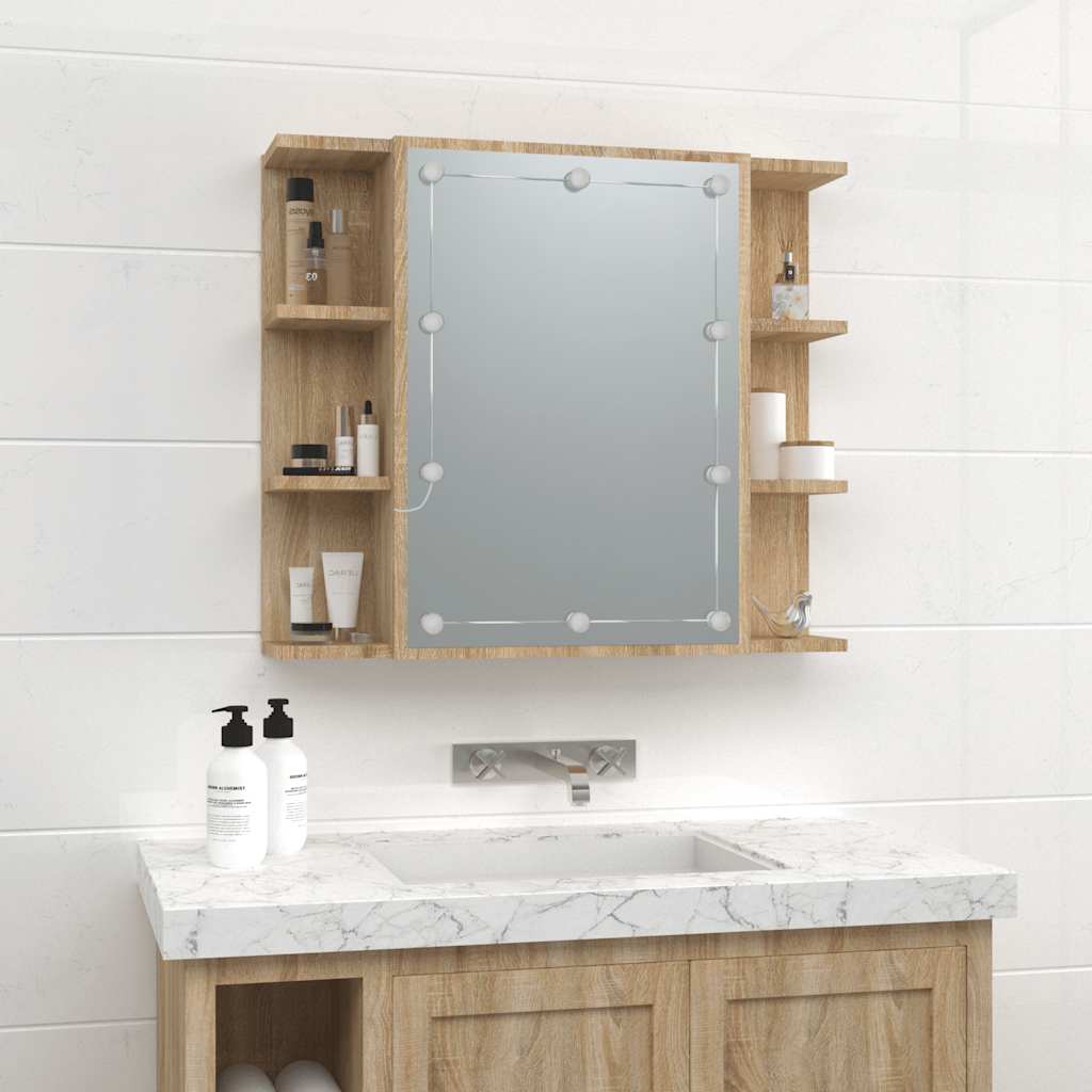 vidaXL Szafka z lustrem i oświetleniem LED, dąb sonoma, 70x16,5x60 cm