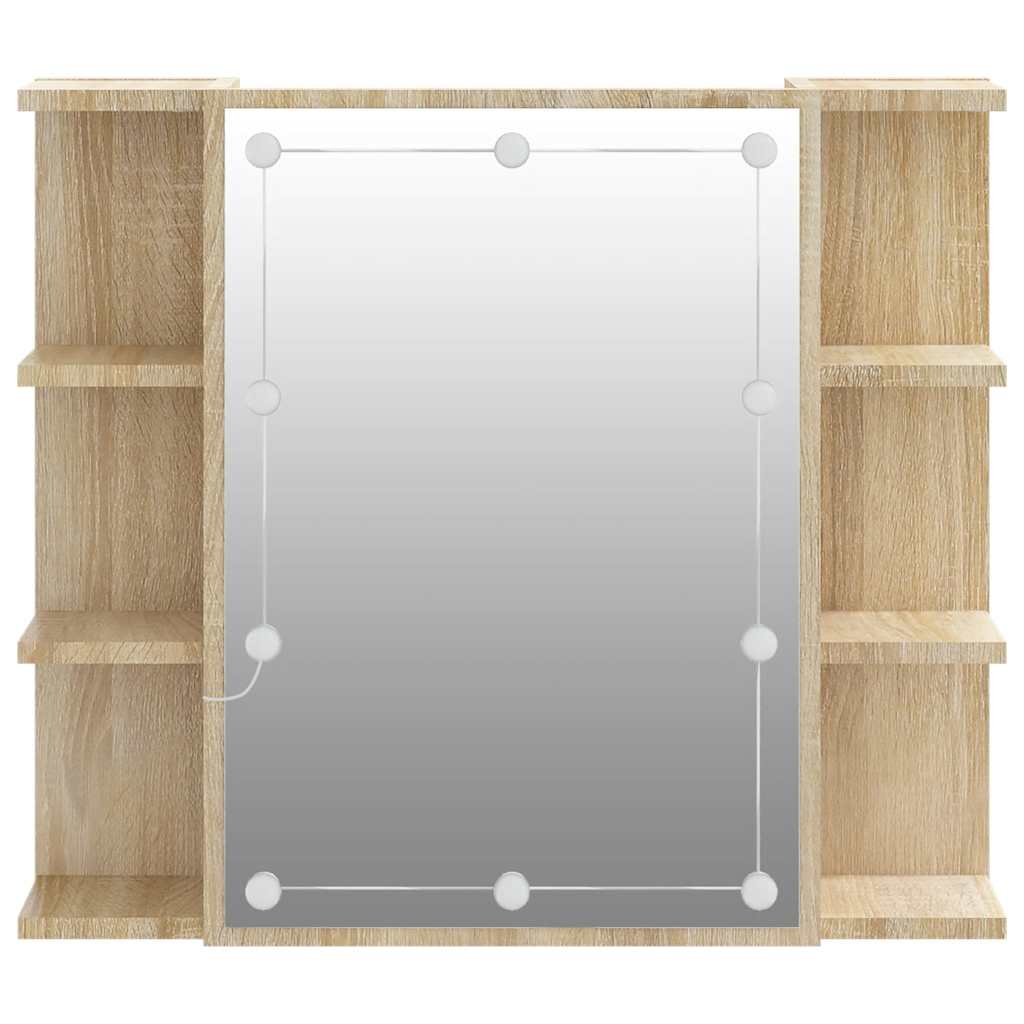 vidaXL Szafka z lustrem i oświetleniem LED, dąb sonoma, 70x16,5x60 cm