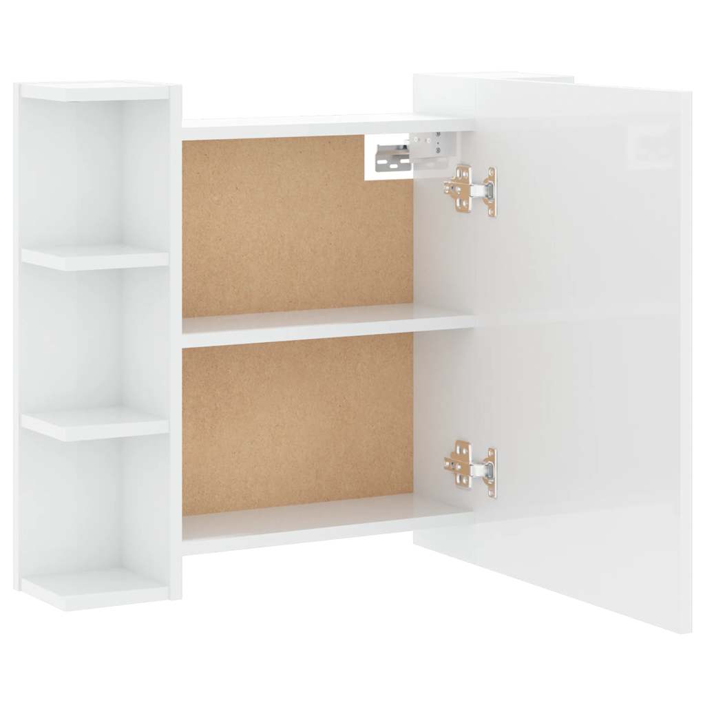 vidaXL Szafka z lustrem i LED, biała z połyskiem, 70x16,5x60 cm