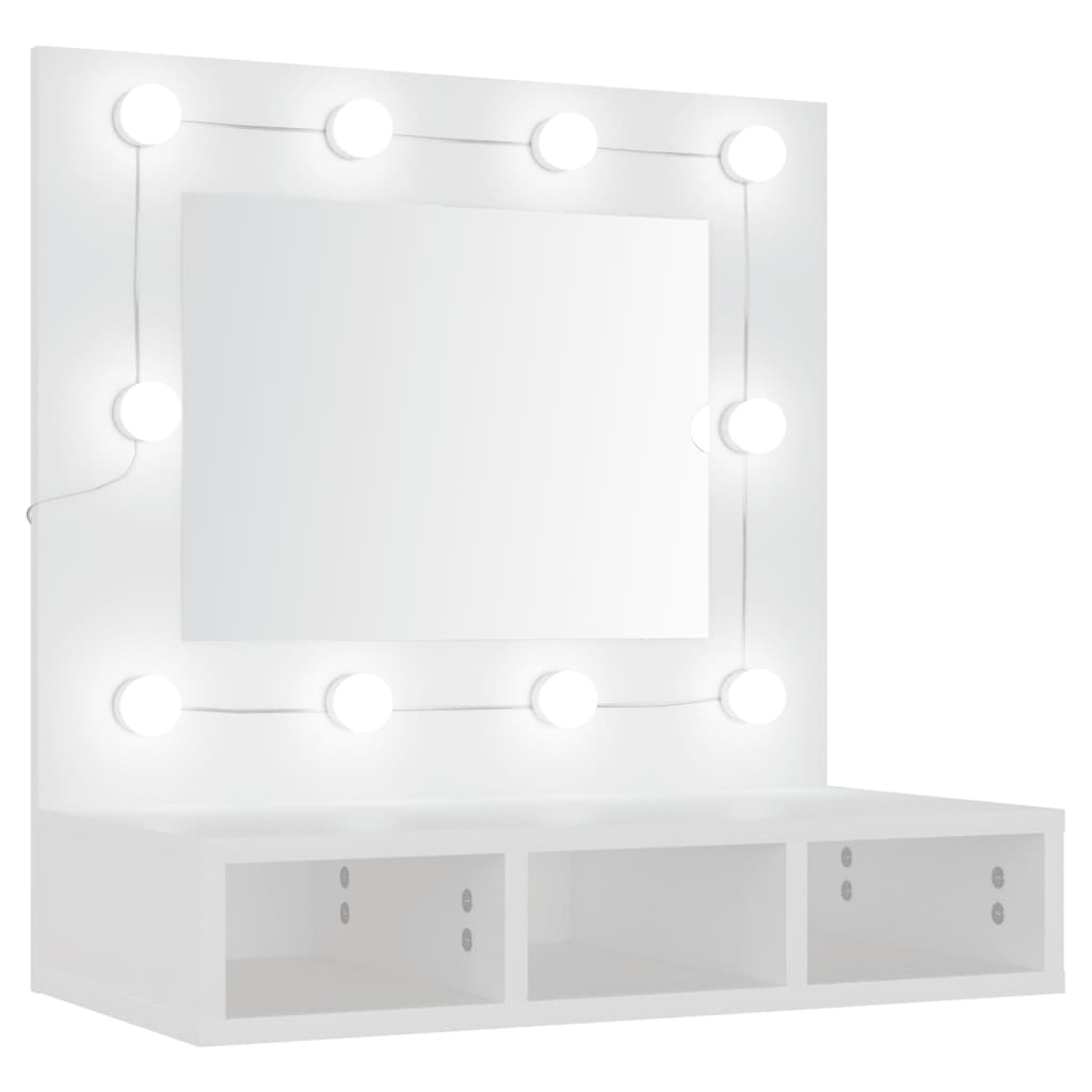 vidaXL Szafka z lustrem i oświetleniem LED, biała, 60x31,5x62 cm