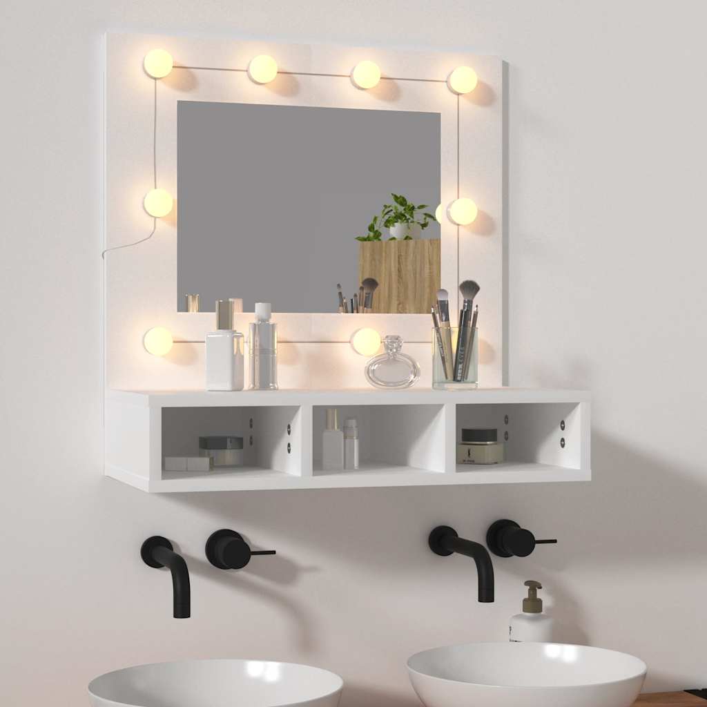 vidaXL Szafka z lustrem i oświetleniem LED, biała, 60x31,5x62 cm
