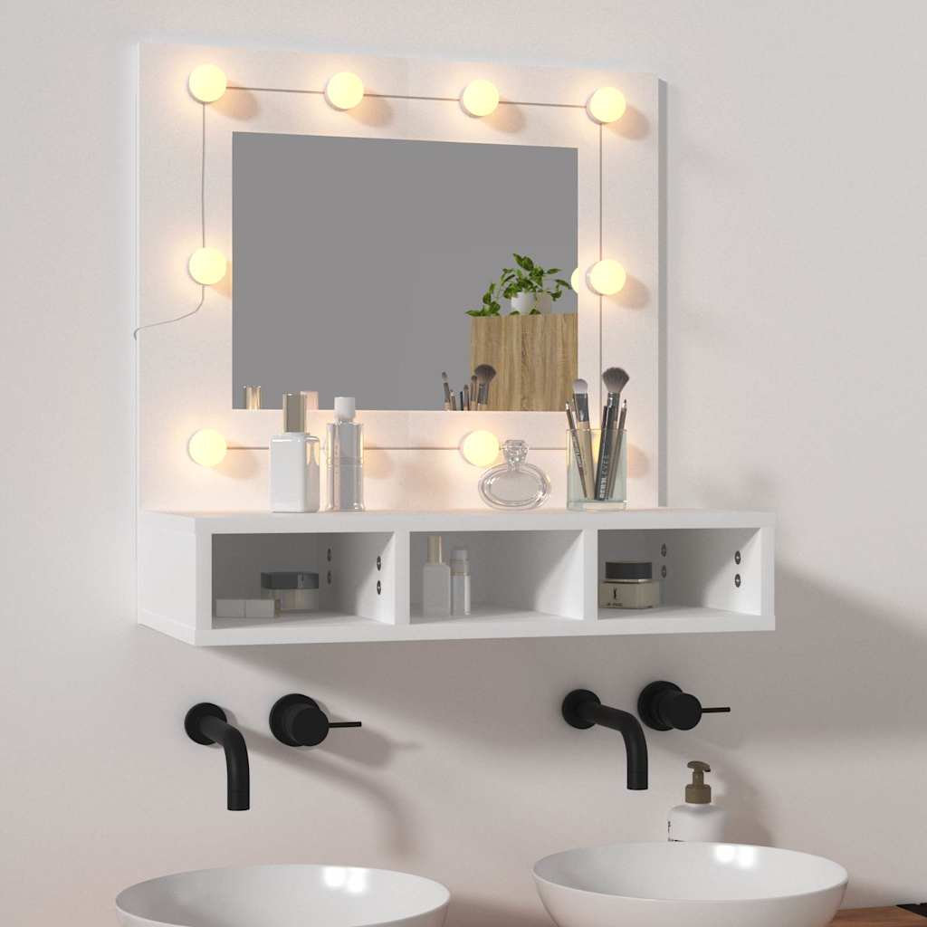 vidaXL Szafka z lustrem i oświetleniem LED, biała, 60x31,5x62 cm