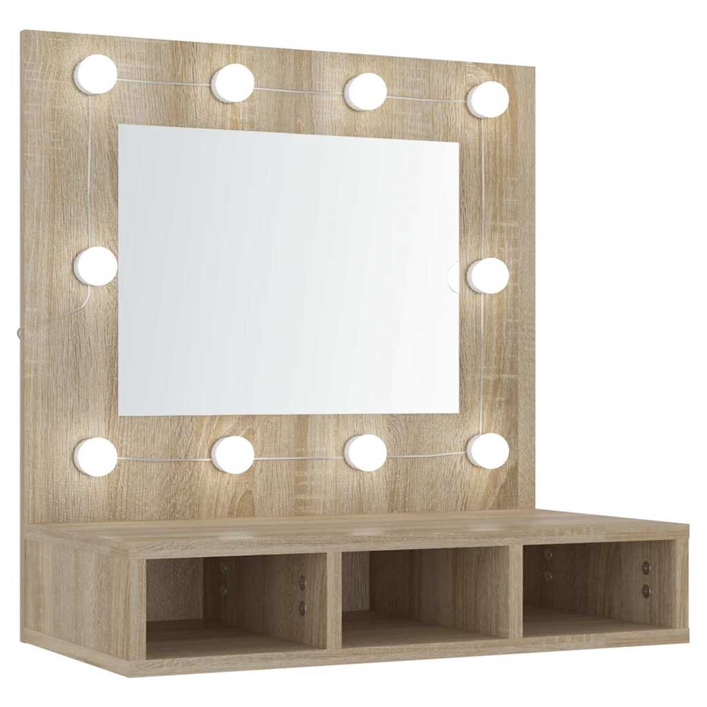 vidaXL Szafka z lustrem i oświetleniem LED, dąb sonoma, 60x31,5x62 cm