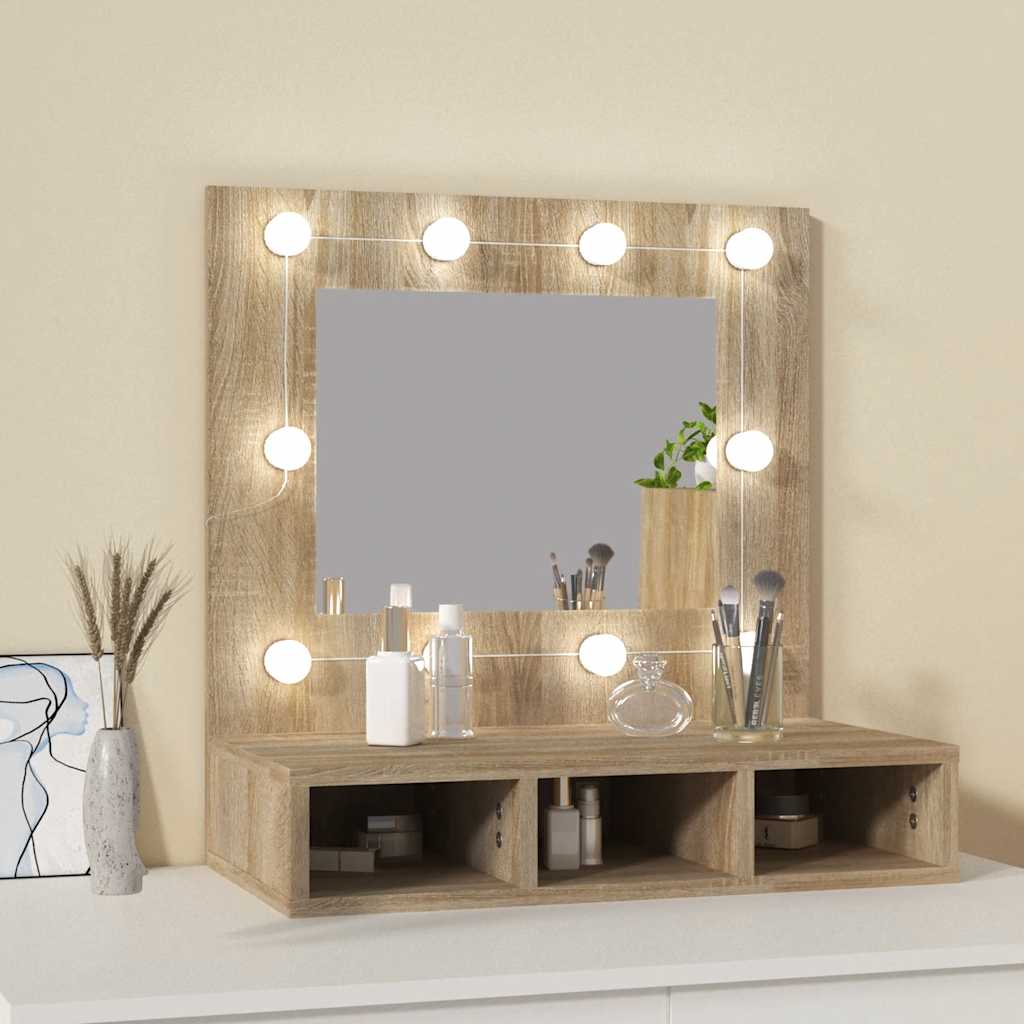 vidaXL Szafka z lustrem i oświetleniem LED, dąb sonoma, 60x31,5x62 cm