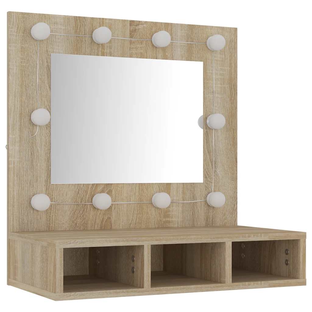 vidaXL Szafka z lustrem i oświetleniem LED, dąb sonoma, 60x31,5x62 cm