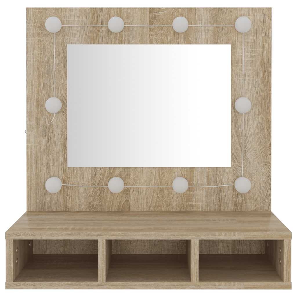 vidaXL Szafka z lustrem i oświetleniem LED, dąb sonoma, 60x31,5x62 cm