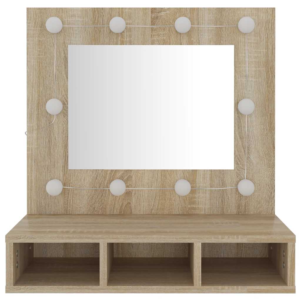 vidaXL Szafka z lustrem i oświetleniem LED, dąb sonoma, 60x31,5x62 cm