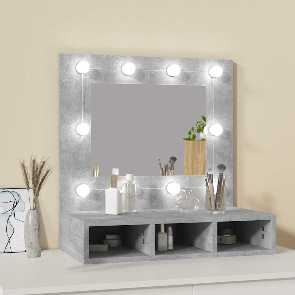 vidaXL Szafka z lustrem i oświetleniem LED, szary beton, 60x31,5x62 cm