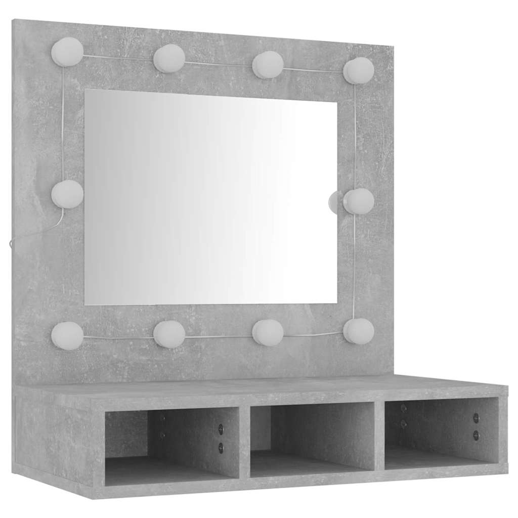 vidaXL Szafka z lustrem i oświetleniem LED, szary beton, 60x31,5x62 cm