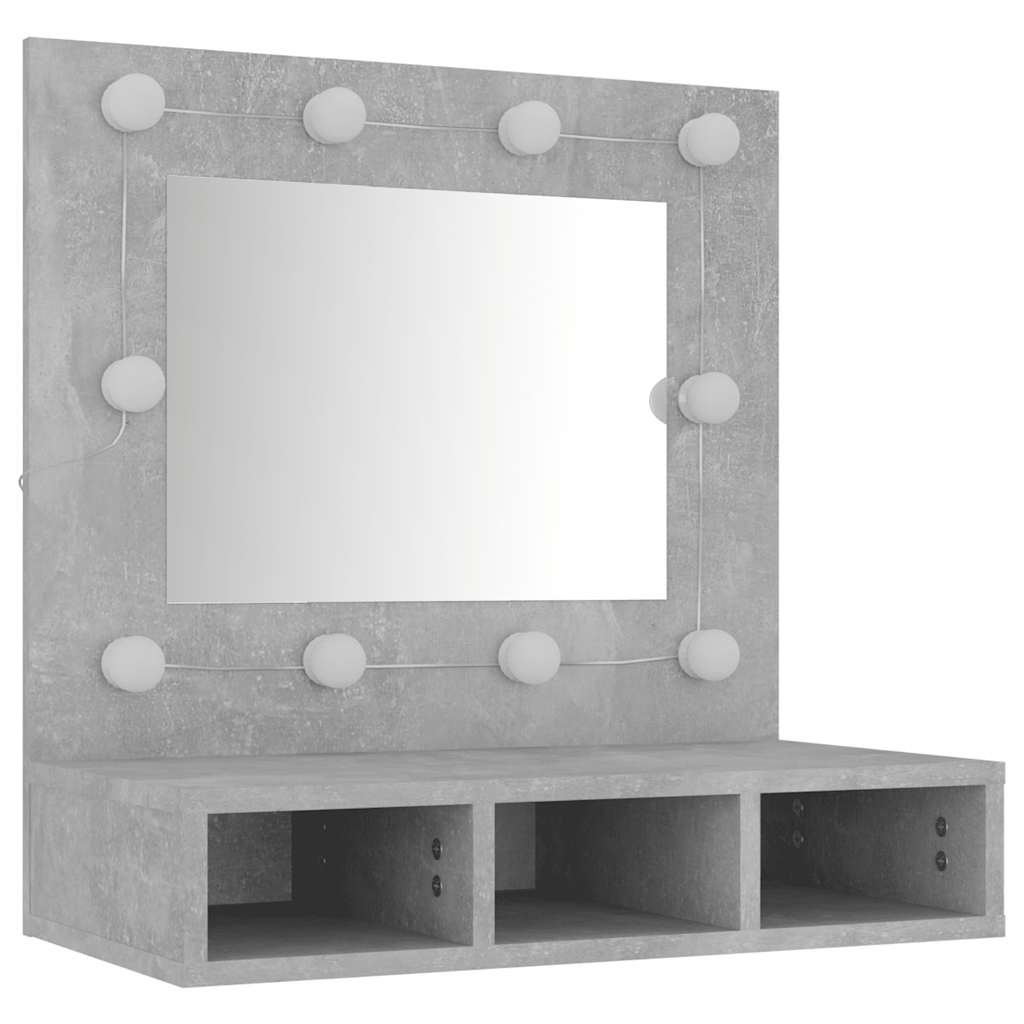 vidaXL Szafka z lustrem i oświetleniem LED, szary beton, 60x31,5x62 cm