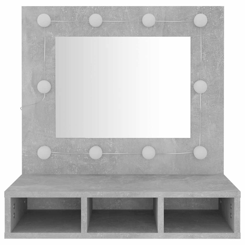 vidaXL Szafka z lustrem i oświetleniem LED, szary beton, 60x31,5x62 cm