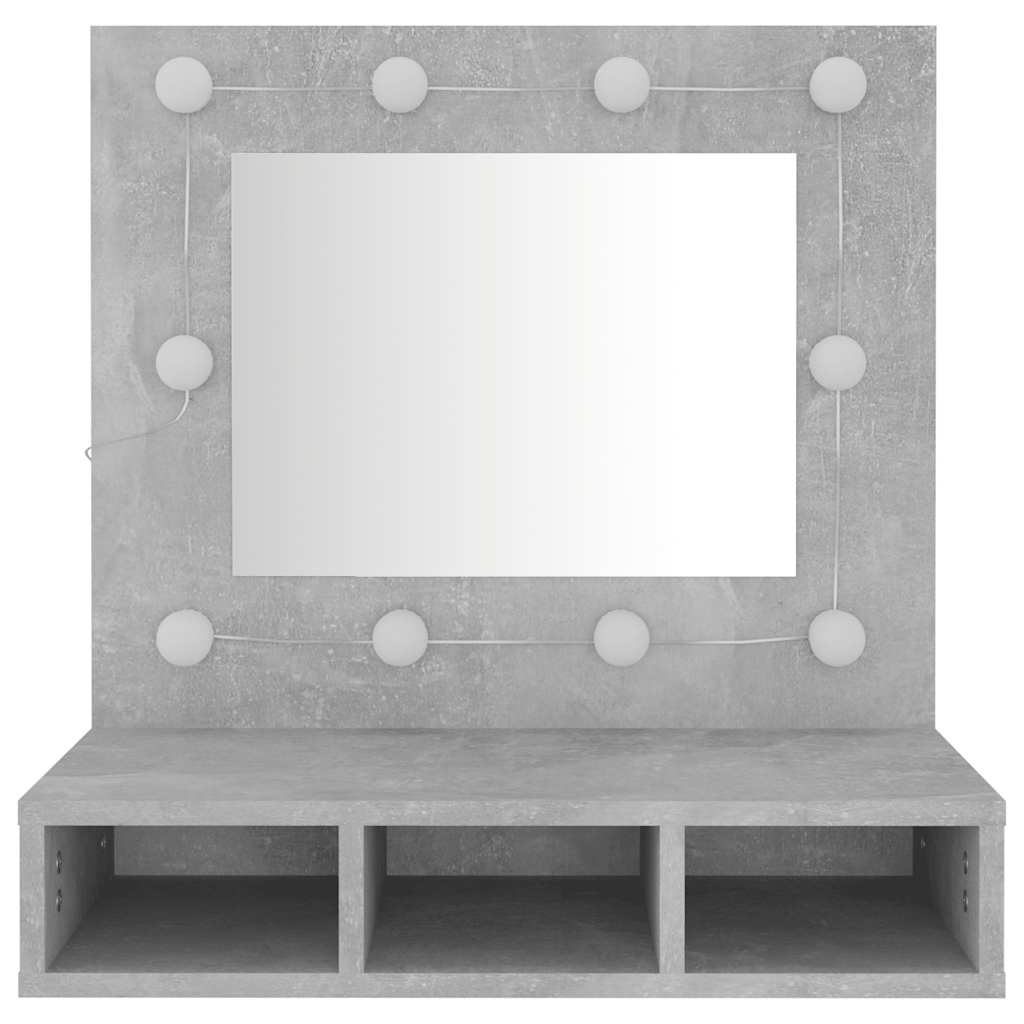 vidaXL Szafka z lustrem i oświetleniem LED, szary beton, 60x31,5x62 cm