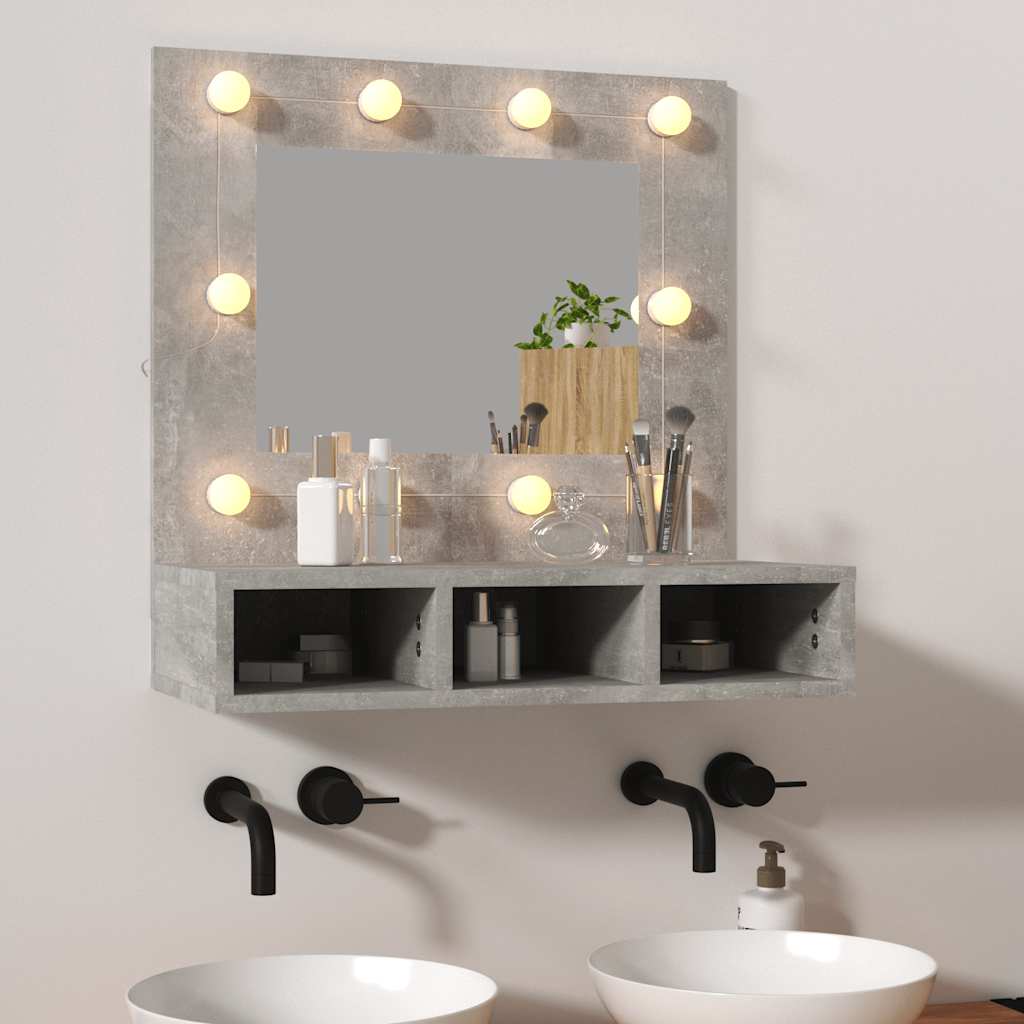 vidaXL Szafka z lustrem i oświetleniem LED, szary beton, 60x31,5x62 cm
