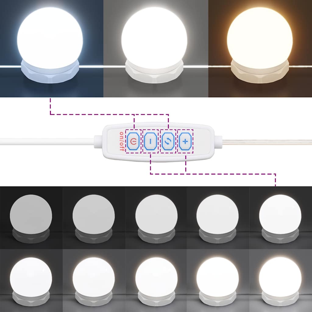 vidaXL Szafka z lustrem i LED, biała z połyskiem, 60x31,5x62 cm