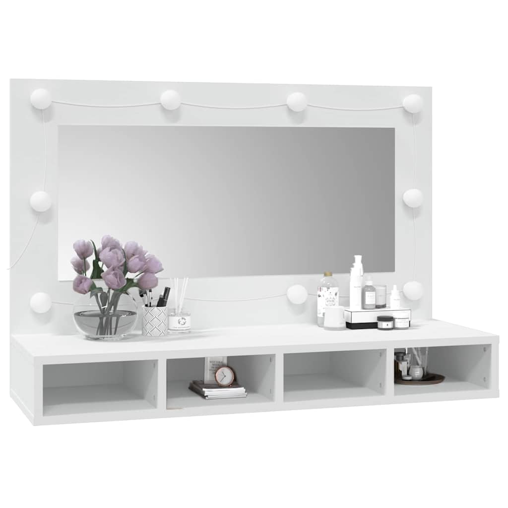 vidaXL Szafka z lustrem i oświetleniem LED, biała, 90x31,5x62 cm