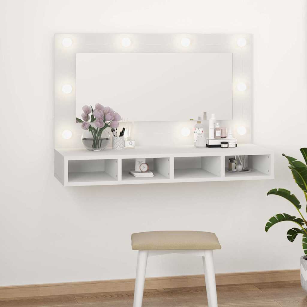 vidaXL Szafka z lustrem i oświetleniem LED, biała, 90x31,5x62 cm