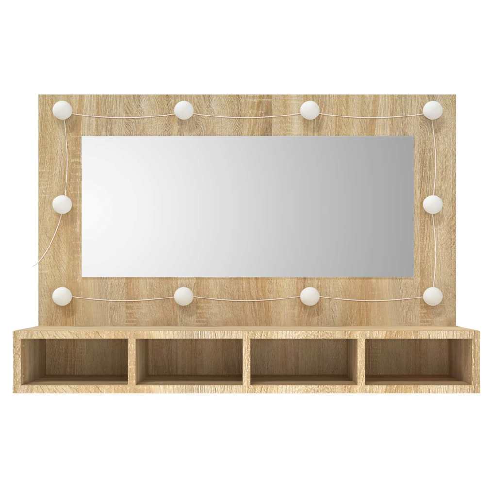 vidaXL Szafka z lustrem i oświetleniem LED, dąb sonoma, 90x31,5x62 cm