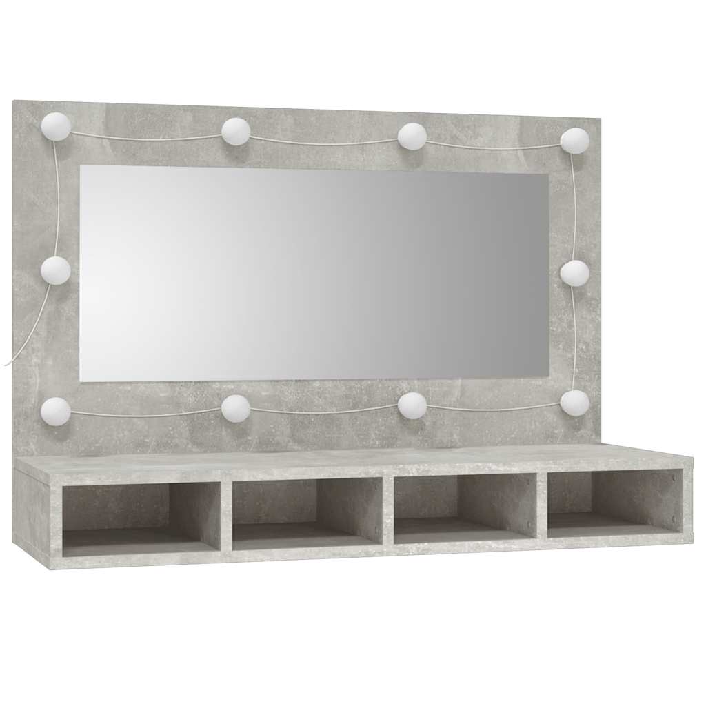 vidaXL Szafka z lustrem i oświetleniem LED, szary beton, 90x31,5x62 cm