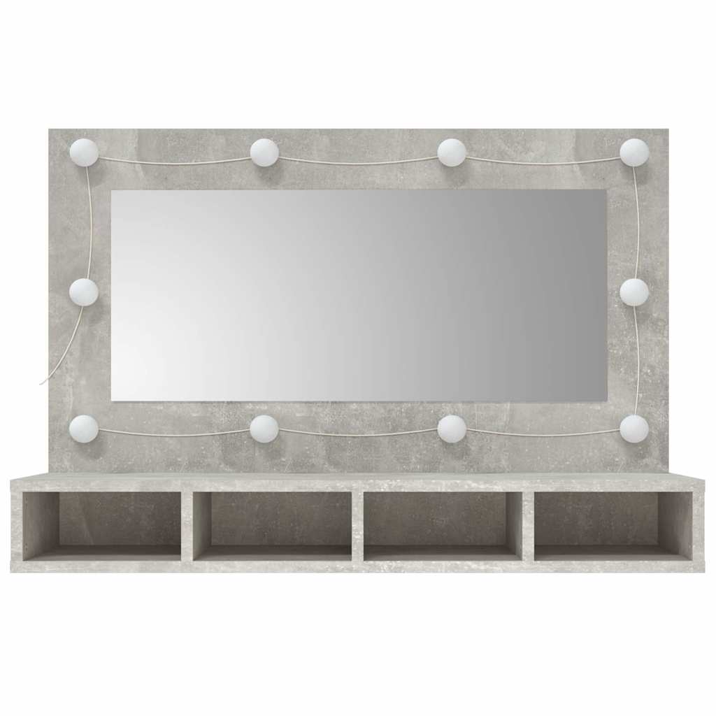 vidaXL Szafka z lustrem i oświetleniem LED, szary beton, 90x31,5x62 cm