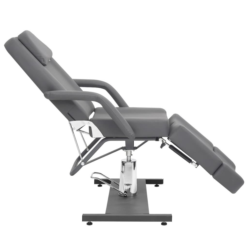 vidaXL Fotel do zabiegów kosmetycznych, ekoskóra, szary, 180x62x78 cm
