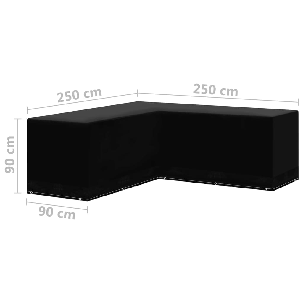 vidaXL Pokrowce na meble ogrodowe, 2 szt., kształt L, 250x250x90 cm